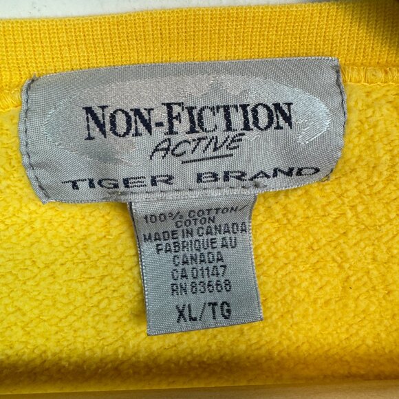 VTG Non Fiction Active Tiger Brand Crew Neck Sweatshirt Mens XL bright yellow - Picture 5 of 5